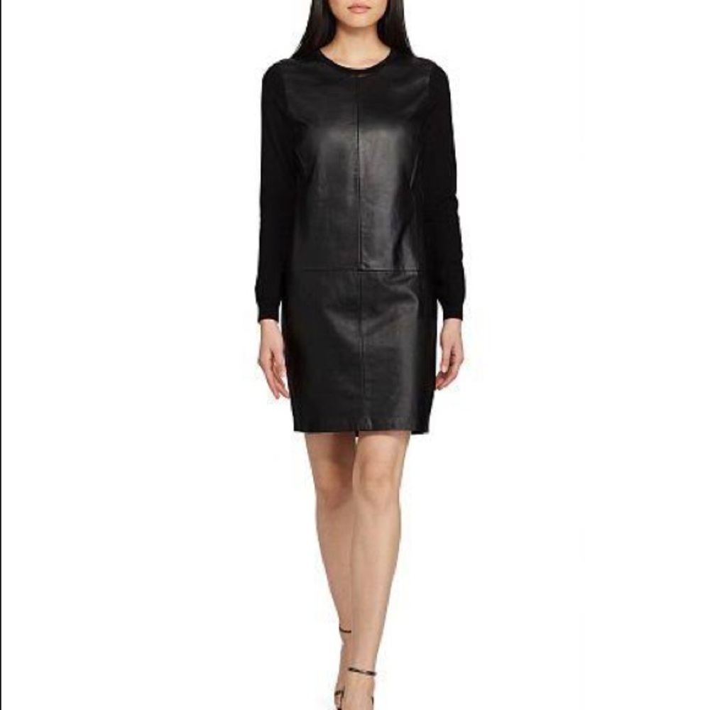 NWT: Ralph Lauren Leather and Cashmere Dress - Picture 2 of 13